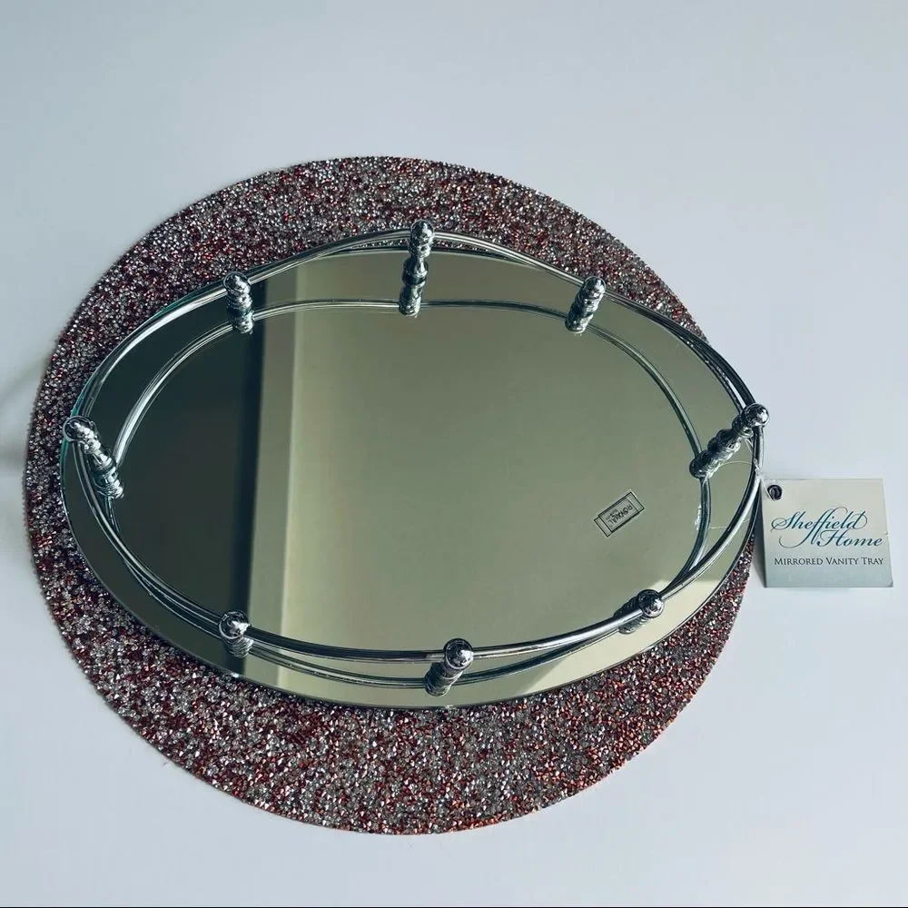 Unique vintage Sheffield Home mirrored vanity tray Brand New